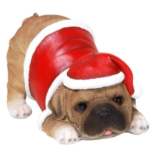 Dekofigur Hund, Weihnachts Mops - Weihnachtsdeko