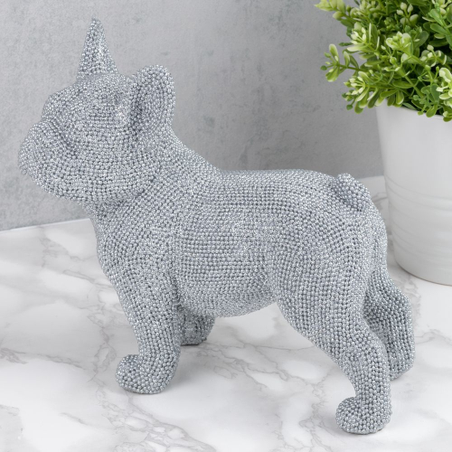 Preview: Stehende Bulldogge Metallic Finish - Hundefigur aus der Luxus Living Serie