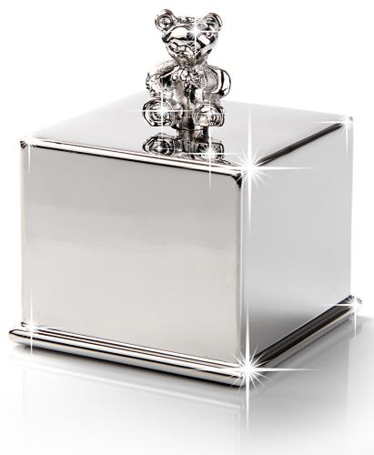 Die silberne Spieluhr mit Teddy, Stille Nacht, gravurfähig