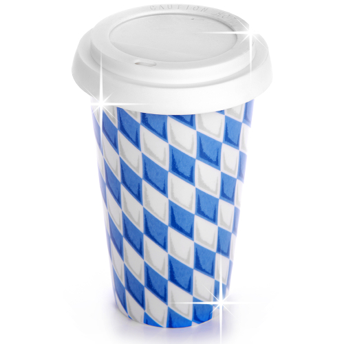 Bayerischer Kaffeebecher to Go - Nachhaltiger Porzellanbecher mit Bayernraute