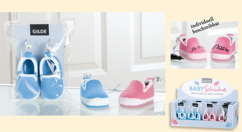 Preview: Babyschuhe Rosa aus Keramik - das Deko Geschenk zum selber beschriften