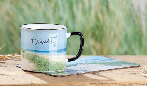 Preview: Keramiktasse Auszeit, XL Tasse in Strandoptik