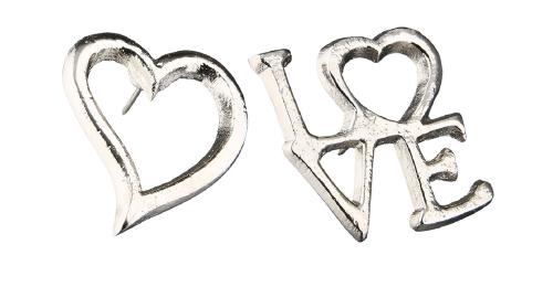 Kerzendeko Love mit Herz, Kerzenstecker im Set, Kerzenpin ca. 4 cm