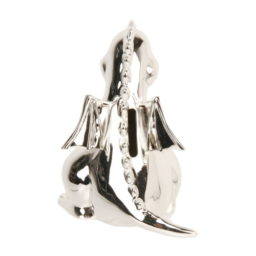 Preview: Spardose Glücksdrache, Elliot der niedliche Drach als Geldgeschenk, versilbert