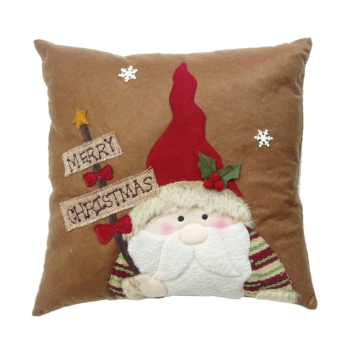 Preview: Flauschiges Weihnachtskissen mit aufgearbeitet Nikolaus - 3D - Kuschelkissen - Dekokissen