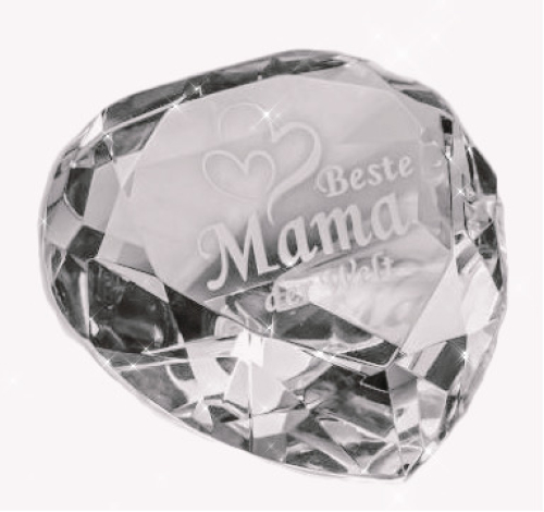 Preview: Kristall Herz für die beste Mama in schöner Geschenkbox