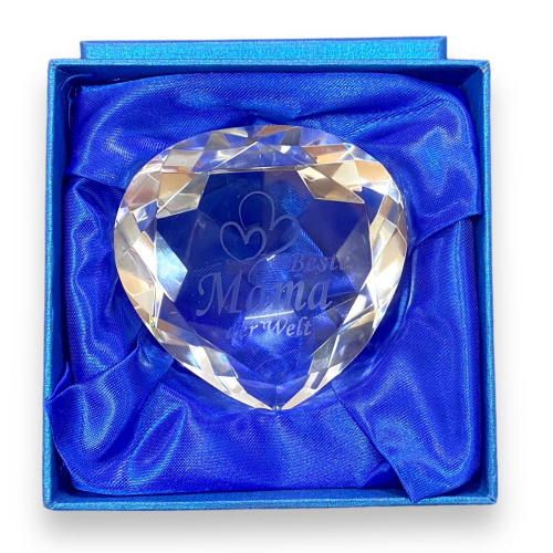 Preview: Kristall Herz für die beste Mama in schöner Geschenkbox