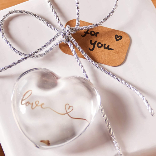 Preview: Das wunderschöne Glasherz EMOZIONE von LEONARDO-Klar mit goldenem Schriftzug