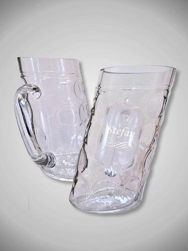 Bayerischer Masskrug beschwipst - Maß aus Kristallglas - Neutral mit Gravurfeld