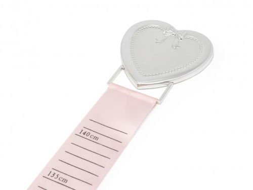 Preview: Baby Maßband mit Silber Herz - Größenskala Blau und Rosa - Messband inkl. Gravur
