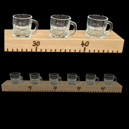 Preview: Schnapslatte Meterstab - Schnapsmeter mit 6 Gläsern incl. Gravur
