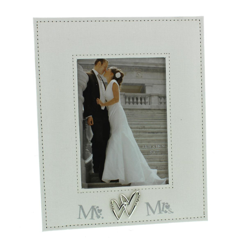 Wunderschöner Hochzeitsrahmen mit Leineneinband - Mr. & Mrs