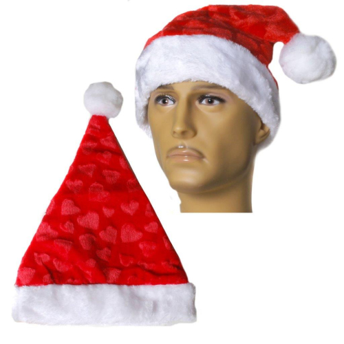 Die Nikolausmütze mit Herz-Motiv und LED - Blink-Bommel