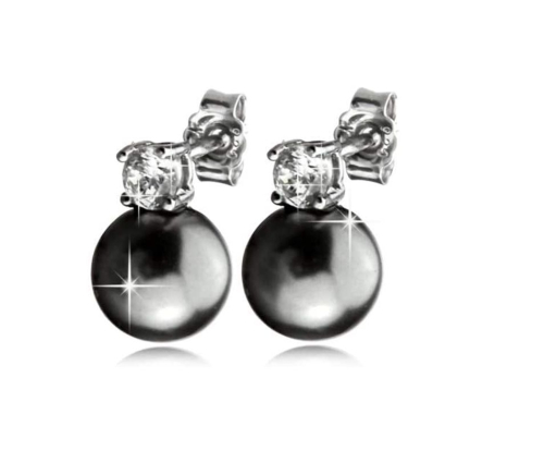 Preview: Die zeitlos schönen Perlenohrstecker Grau - Echt silber 925