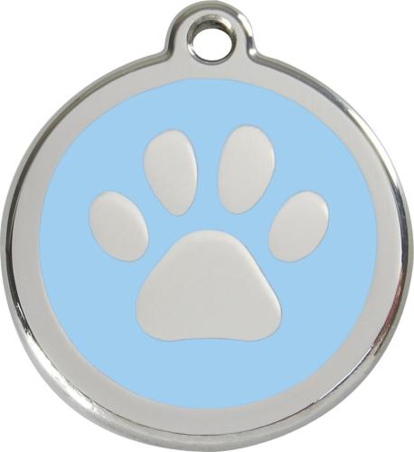 Edelstahl Hundemarke von Red Dingo - Tieranhänger Hellblau mit Pfote- Gr.M- Tiermarke incl. Gravur
