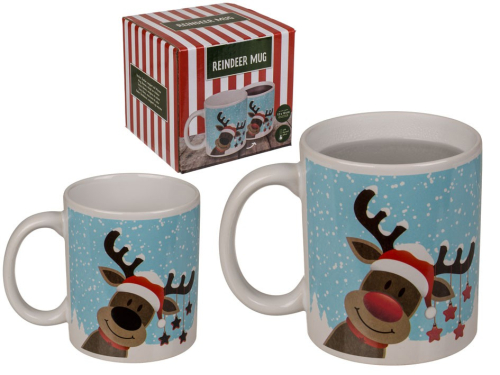 Preview: Becher Rudolf the Red Nose Rentier - reagiert auf Wärme - Kaffeehaferl Thermoaktiv