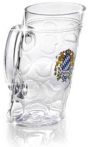 Beschwipste Mass mit Bayernwappen - Schiefer bayerischer Masskrug aus Kristallglas