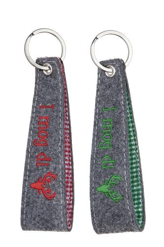 Schlüsselanhänger Filz "I mog Di" mit Hirschkopf, Rot oder Grün