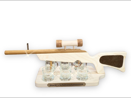 Preview: Schnapsgewehr - Flinten Schnapsbrett mit 6 Gläser