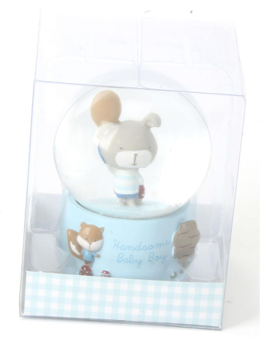 Preview: Schneekugel Handsome Baby Boy - Hübscher Junge - Schüttelkugel Bärchen Blau