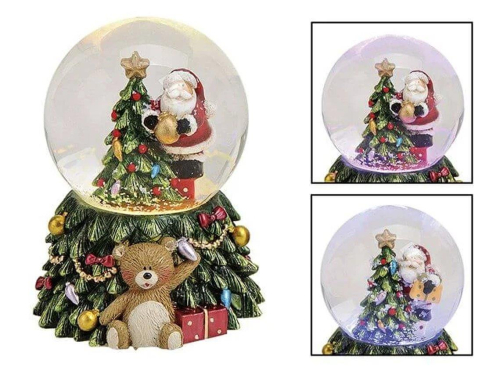 Schneekugel Nikolaus mit Weihnachtsbaum und Farbwechsler