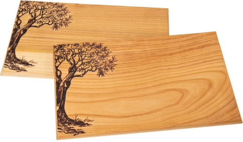 Preview: Schneidbrett mit Lebensbaum aus massivem Kirschholz, Gravurfähig,  Lebensbaum Vesperbrett geölt 30 x 18 x 1,5 cm