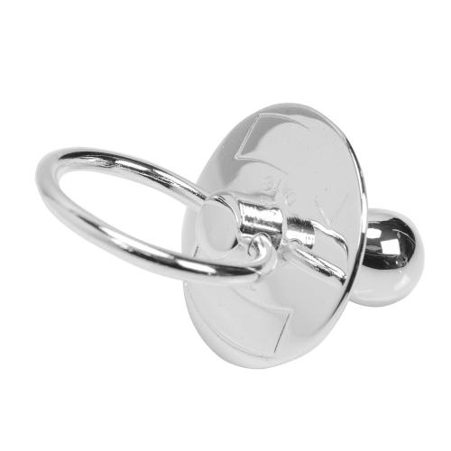 Preview: Der versilberte Baby Schnuller mit Gravurfelder für Name und Datum