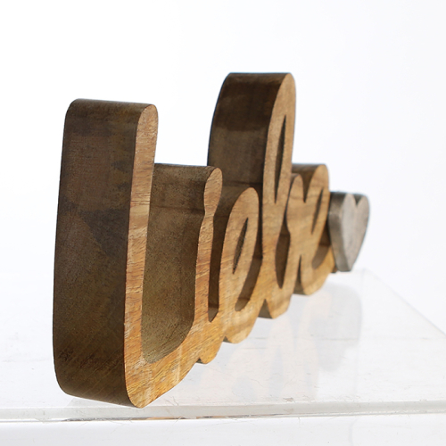 Preview: Schriftzug Liebe aus Mangoholz - Tischdeko