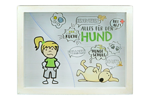 Spardose Alles für den Hund - 2 Einwurfschlitze - Geld fällt nur zum Hund