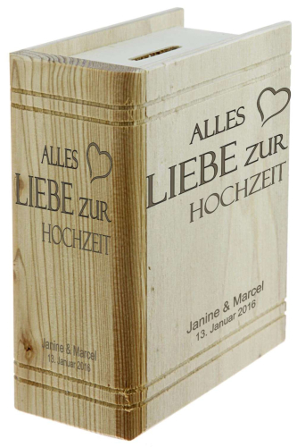 Sparbuch zur Hochzeit mit Lasergravur