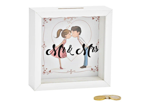 Spardose Mr & Mrs aus Holz - Sparbüchse fürs Hochzeitspaar