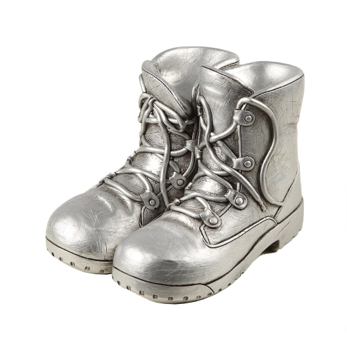 Die geniale Spardose Stiefel, Silber Antik - Wanderstiefel Spardose