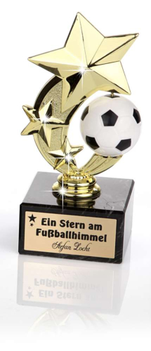 Der Sternenpreis Fußball, Fußballtrophäe Gold, Ehrepreis auf Marmor Sockel incl. Gravur - Fußball Pokal