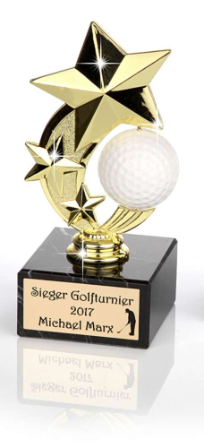 Ein neuer Stern am Golfhimmel, Golf Figur auf Marmor Sockel incl. Gravur