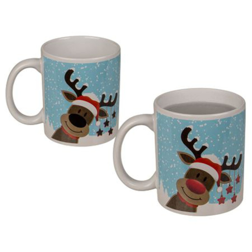 Preview: Becher Rudolf the Red Nose Rentier - reagiert auf Wärme - Kaffeehaferl Thermoaktiv