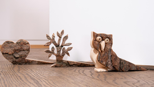 Preview: Türstopper aus Holz mit Rinde - verschiedene Motive erhältlich