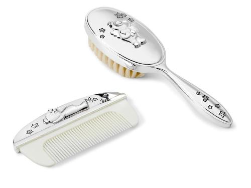 Preview: Das silberne Geschenkset Babys Kamm und Bürste - Taufgeschenk