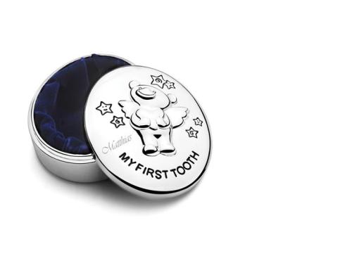 Preview: Die silberne Dose für die ersten Zahn - Zahndose Twinkle Versilbert!