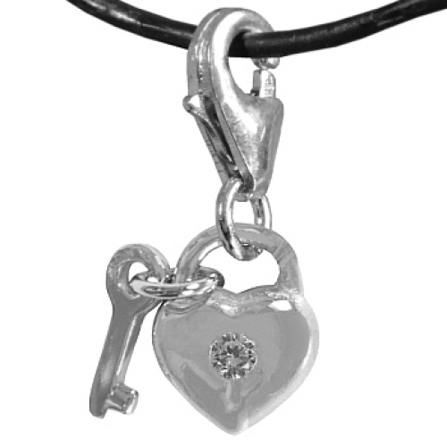 Charm Schloss mit Schlüssel - Echt Silber 925