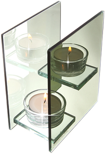 Der verspiegelter Teelichthalter aus Glas für 2 Kerzen - Endless Light