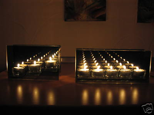 Preview: Der verspiegelter Teelichthalter aus Glas für 2 Kerzen - Endless Light