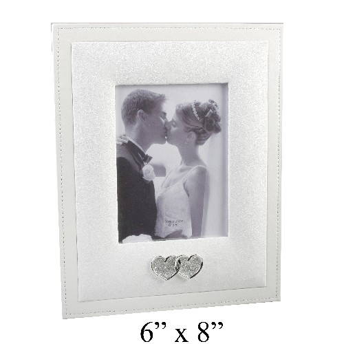 Der weiße Fotorahmen "verschlungene Strass Herzen" zur Hochzeit - Hochzeitsrahmen XL