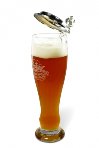 Preview: Der bayerische Biergartendeckel, Zinndeckel  Modell Bayern für Ihr Weißbierglas! TOP