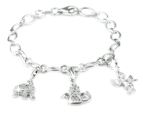 Preview: Charm fliegender Schutzengel - Echt Silber 925 , mattiert