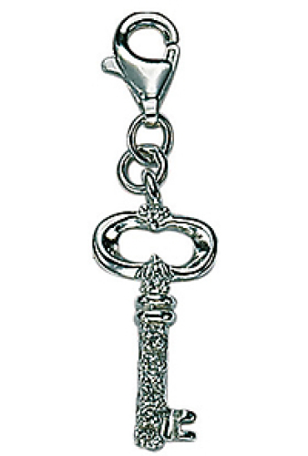 Charm Schlüssel mit Strass - Echt Silber 925