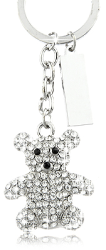 Preview: Der wunderschöne Strass Schlüsselanhänger Teddy  mit Gravurplatte!