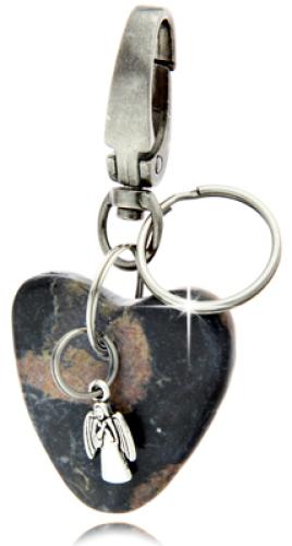 Der besondere Schlüsselanhänger Steinherz mit Schutzengel -  Herz aus Stein mit Engel