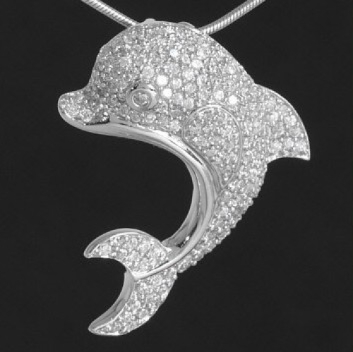 Das funkelnde Schmuckset mit großem Strassdelphin - Echt Silber 925