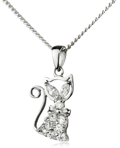 Preview: Das wunderschöne Schmuckset mit Katzenanhänger - Ech Silber 925