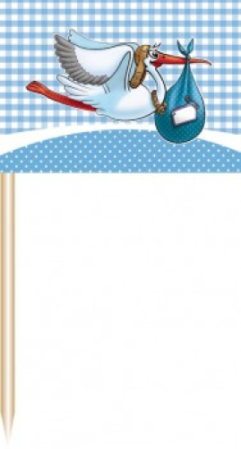 Ein schönes Detail für Ihr Partybuffet - 50 Stück Party Picker mit Stroch - Dekoration zur Geburt eines Jungen